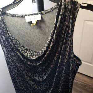 Calvin Klein Extra-Small Cowl Neckline Black-Gray Animal Print